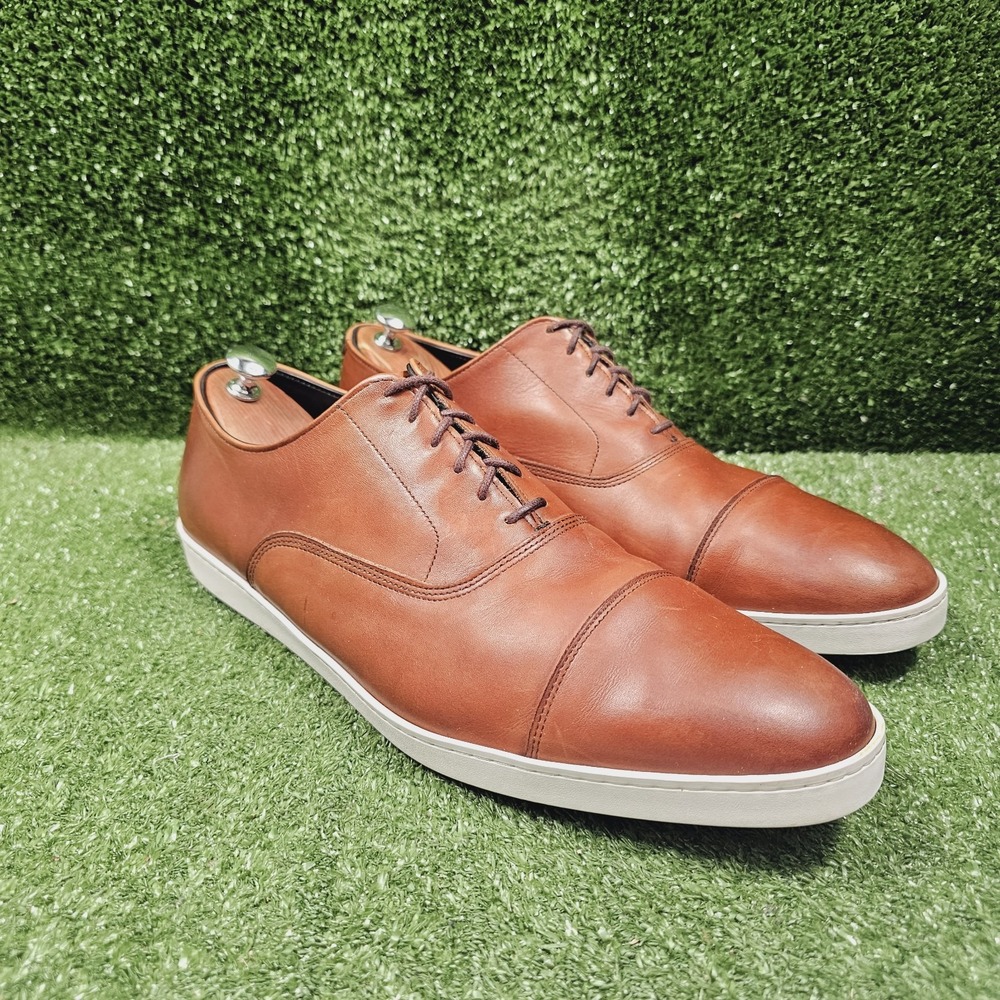 Allen Edmonds Park Avenue Brown Leather Cap Toe Oxford Dress Sneaker Mens 14 D